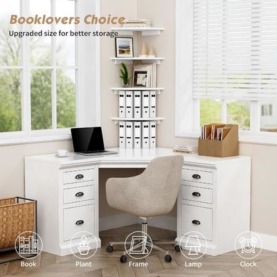 맞춤형 거실 장식 4 코너 둥근 흰색 떠있는 책상 벽