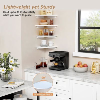 맞춤형 거실 장식 4 코너 둥근 흰색 떠있는 책상 벽