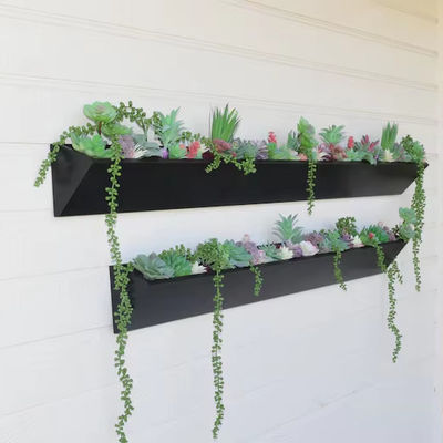 실내 야외 정원에서 현대 럭쿨런트 디스플레이를위한 긴 사각형 나무 벽 플랜터