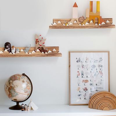 맞춤 로고 벽에 장착 된 시골 3 PC 눈 산 유치실의 떠있는 선반