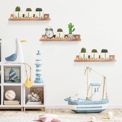 맞춤 로고 벽에 장착 된 시골 3 PC 눈 산 유치실의 떠있는 선반