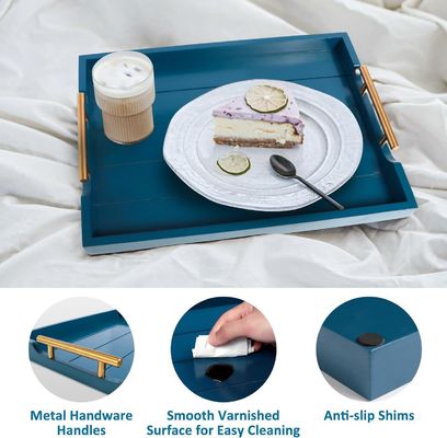 주사용 목조 서비스 트레이 일반 색상 또는 맞춤형 큰 오스만 트레이 4 코스터