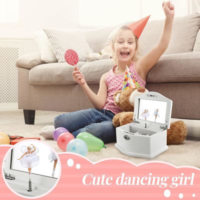 중형 흰색 나무 발레리나 보석 상자 개인화 조직을 위해 거울