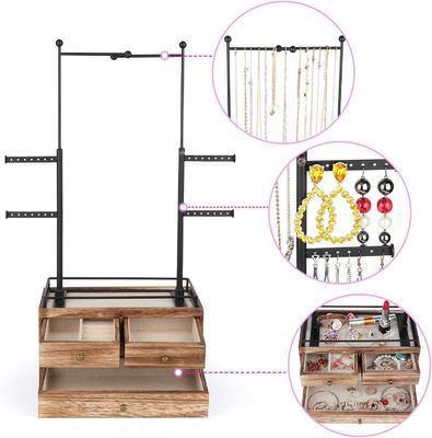 일반 목재 상자 6 층 보석 나무 스탠드 2 층 보석 드로거 저장