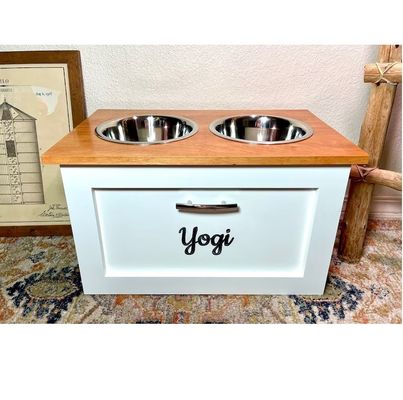 작은 애완동물 동물 먹이 스테이션 연령 애완동물 2 컵 키워드 드라워와 함께 높은 개 먹이기