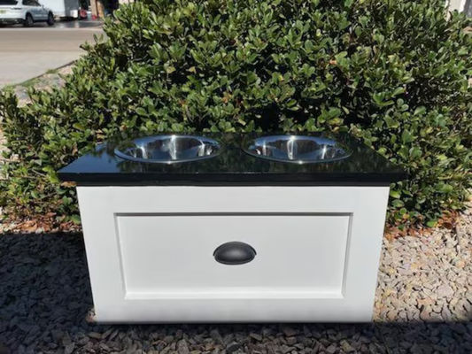 작은 애완동물 동물 먹이 스테이션 연령 애완동물 2 컵 키워드 드라워와 함께 높은 개 먹이기