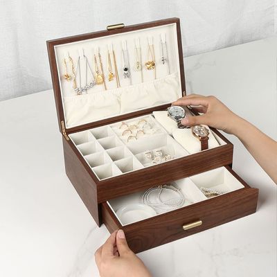 직사각형 주문형 고형 목재 팔찌 시계 디스플레이 수작업 보석 보관 상자