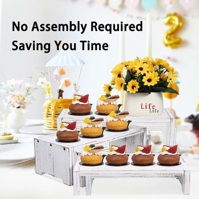 가정 장식 및 선물 기능적인 디자인 3층 목재 청동 컵 케이크 디저트 디스플레이 라이저