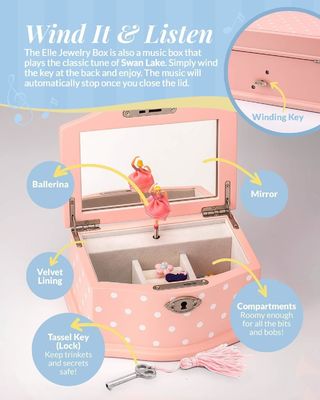 소녀와 십대들을 위한 수동으로 만든 스완 호수 윈드업 음악 상자 정사각형 보석 조직기
