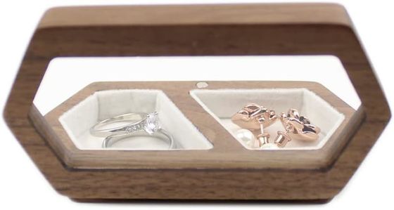 하얀 벨벳 투명한 뚜?? 과 태운 인쇄가있는 손으로 만든 커플 링 박스