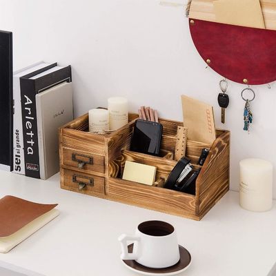 나무 데스크톱 캔디 종이 컵 홀더 사무실 용품을위한 손으로 만든 테이블 테이블 조직기