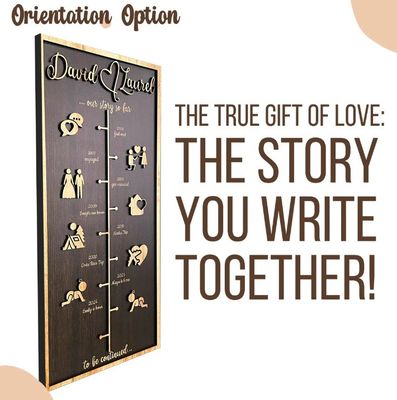 나무 벽장 장식 개인화 된 사랑 이야기 시간 라인 장식