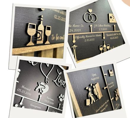 나무 벽장 장식 개인화 된 사랑 이야기 시간 라인 장식