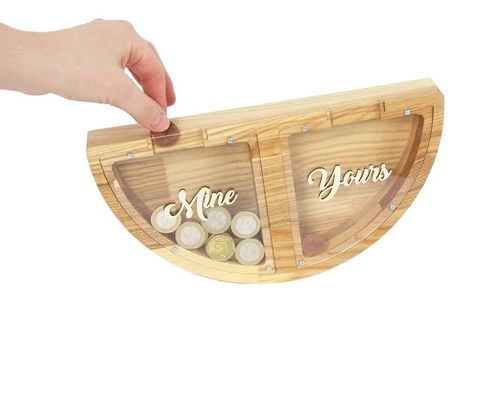 맞춤형 목조 돼지 뱅크 MINE YOURS 디자인 재미있고 창의적인 방법으로 돈을 절약