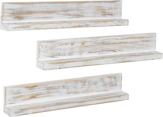 벽에 장착 된 흰색 세탁 된 단단한 나무 도전 동전 들고자 3층 목조 공예품