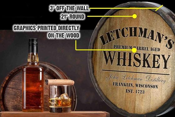 래킹 인쇄 처리 목재 배럴 벽 장식 술과 맥주를위한 바 표지판