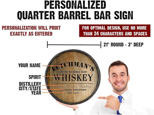 래킹 인쇄 처리 목재 배럴 벽 장식 술과 맥주를위한 바 표지판