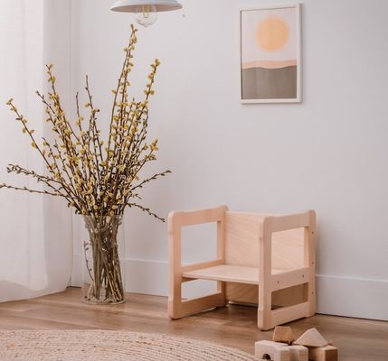 맞춤형 로고 공간 절약 기능 202406 몬테소리 목재 다기능 의자