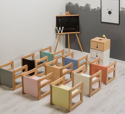 맞춤형 로고 공간 절약 기능 202406 몬테소리 목재 다기능 의자