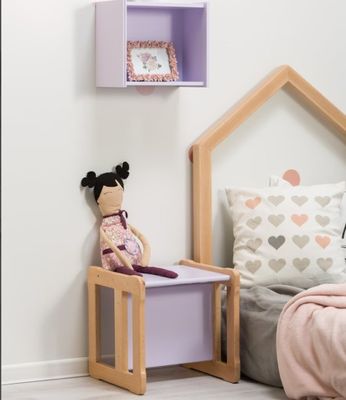 맞춤형 로고 공간 절약 기능 202406 몬테소리 목재 다기능 의자