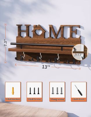 벽 장식 출입구 조직기용용 두층 목재 메일 및 키 홀더