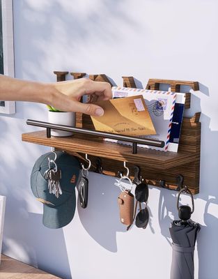 벽 장식 출입구 조직기용용 두층 목재 메일 및 키 홀더