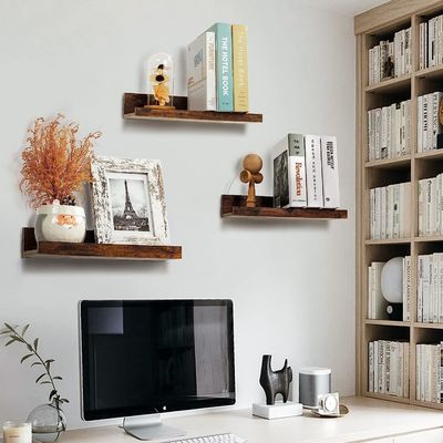 공간 절약 부엌 5 개의 작은 그림 리지 집 나무 벽을 위한 떠있는 선반