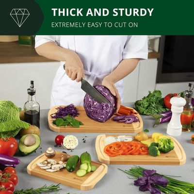 주방 액세서리 포함 된 직사각형 대나무 나무 절단 보드 세트