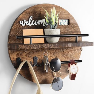 벽을 위한 현대적인 스타일의 목재 키 홀더 공간 절약 및 입구 복도 부엌 사무실에 매력을 추가