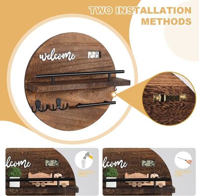 벽을 위한 현대적인 스타일의 목재 키 홀더 공간 절약 및 입구 복도 부엌 사무실에 매력을 추가