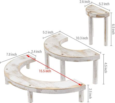 반구 컵케이크 스탠드 및 디스플레이 라이저를위한 3 조각의 엠브로즈 된 나무 백화
