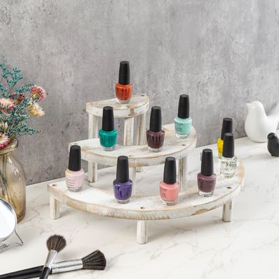 반구 컵케이크 스탠드 및 디스플레이 라이저를위한 3 조각의 엠브로즈 된 나무 백화