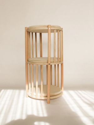 기능 공간 절약 단단한 나무 고양이 둥지 2 층 고양이 가구 나무 고양이 집 동굴 침대