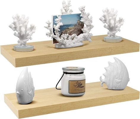 60.96cm x 22.86cm 메이플 플로팅 벽 선반 2개 세트