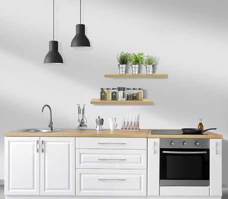 60.96cm x 22.86cm 메이플 플로팅 벽 선반 2개 세트