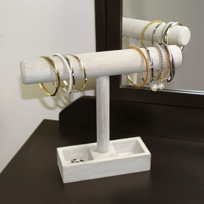 주방 2칸짜리 저장 트레이와 함께 목재 T-바스 보석 전시 스탠드