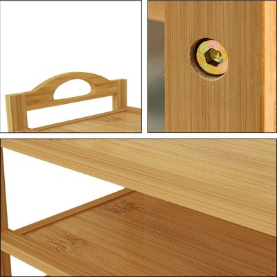 목재 5층 천연 대나무 신발 래크 다기능 OEM을 위한 쌓일 수 있는 저장 선반