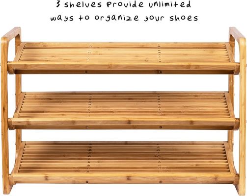 주방용 3층 대나무 신발 랙