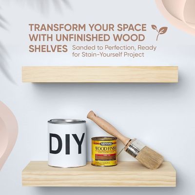 2개의 촌촌 농사용 목재 부동 선반 16 x 6.5 x 1.75 인치 현대 디자인