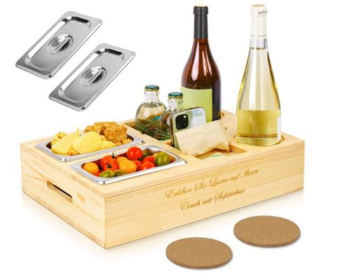 사용자 지정 로고 목재 소파 트레이 음료 수납기 휴지 뚜?? 및 저장 부고