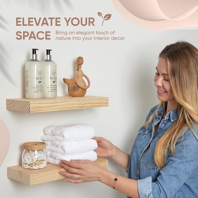 2개의 촌촌 농사용 목재 부동 선반 16 x 6.5 x 1.75 인치 현대 디자인