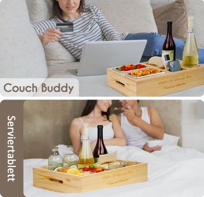 사용자 지정 로고 목재 소파 트레이 음료 수납기 휴지 뚜?? 및 저장 부고