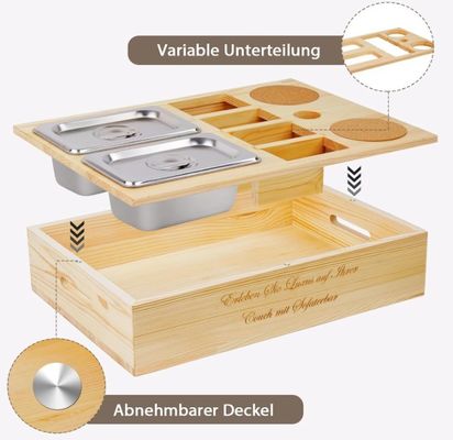 사용자 지정 로고 목재 소파 트레이 음료 수납기 휴지 뚜?? 및 저장 부고