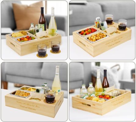 사용자 지정 로고 목재 소파 트레이 음료 수납기 휴지 뚜?? 및 저장 부고