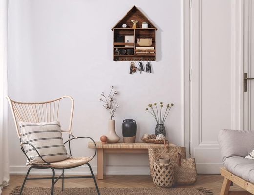 쉽게 설치 장식용 목재 키 매달기 랙 5 개의 이중 갈고리 사용자 정의 로고