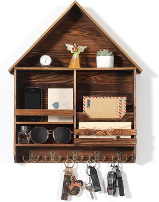 쉽게 설치 장식용 목재 키 매달기 랙 5 개의 이중 갈고리 사용자 정의 로고