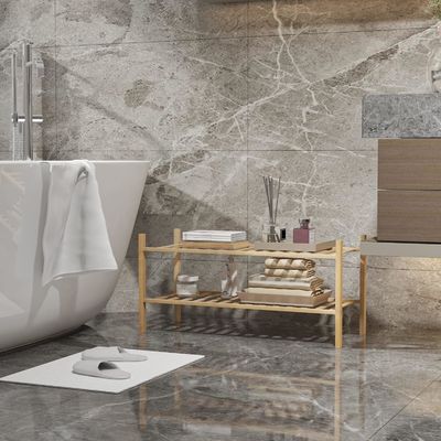 다기능 2층 대나무 겹쳐질 신발 래크 조직기