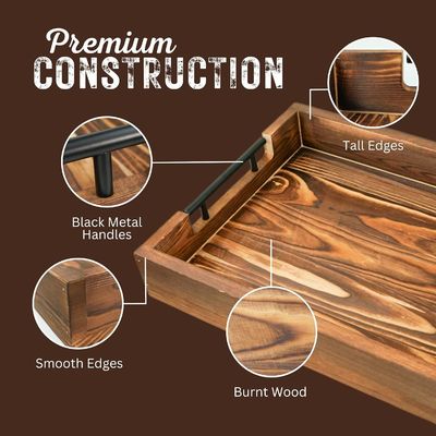 거실 침실 입구 부엌 장식용 금속 손잡이있는 목조 서비스 트레이