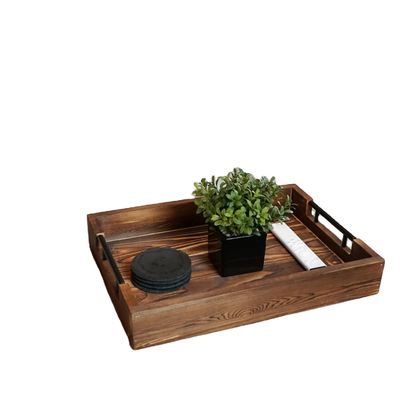 거실 침실 입구 부엌 장식용 금속 손잡이있는 목조 서비스 트레이