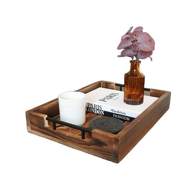 거실 침실 입구 부엌 장식용 금속 손잡이있는 목조 서비스 트레이